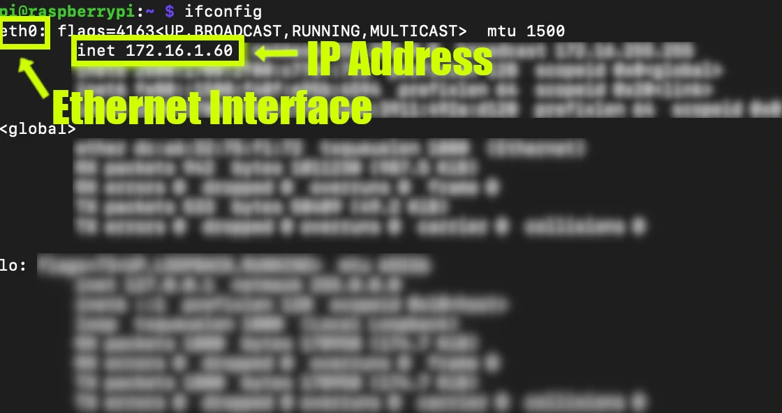 Use ifconfig to find the devices IP address