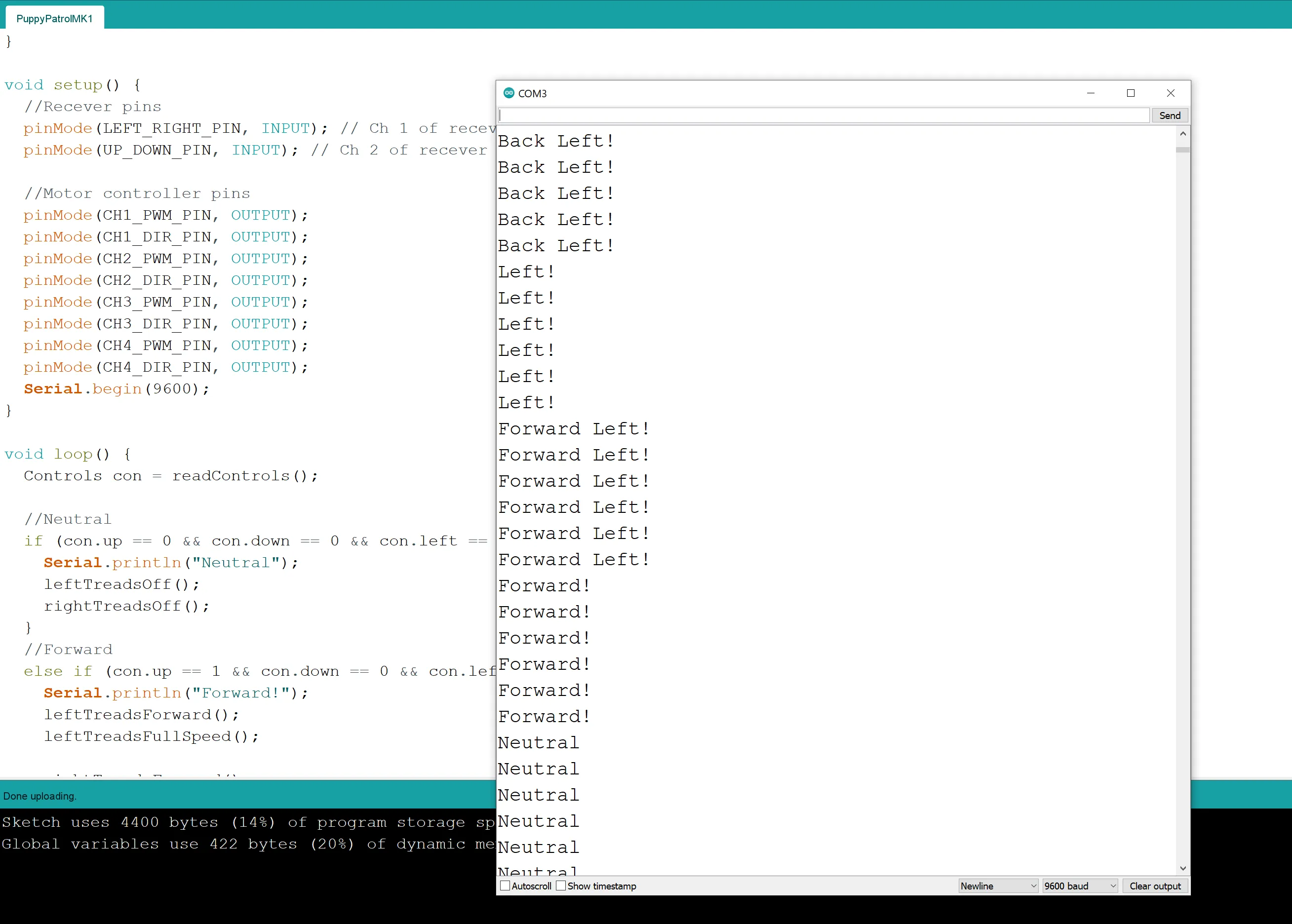 arduino output