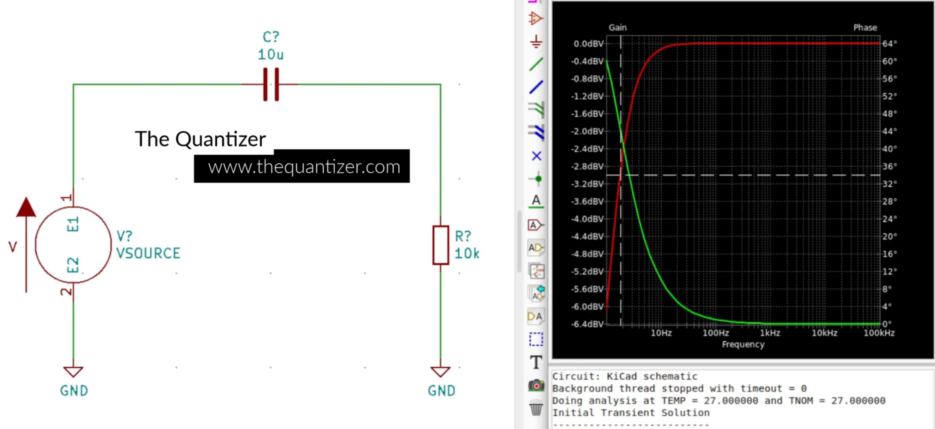 KiCad Simulaiton RC High Pass Filter